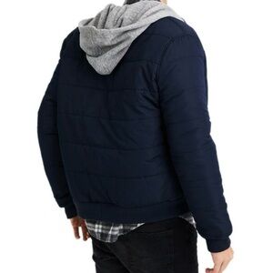 American Eagle Hooded Reversible Men's Navy Blue Puffer Bomber Jacket Size S EUC
